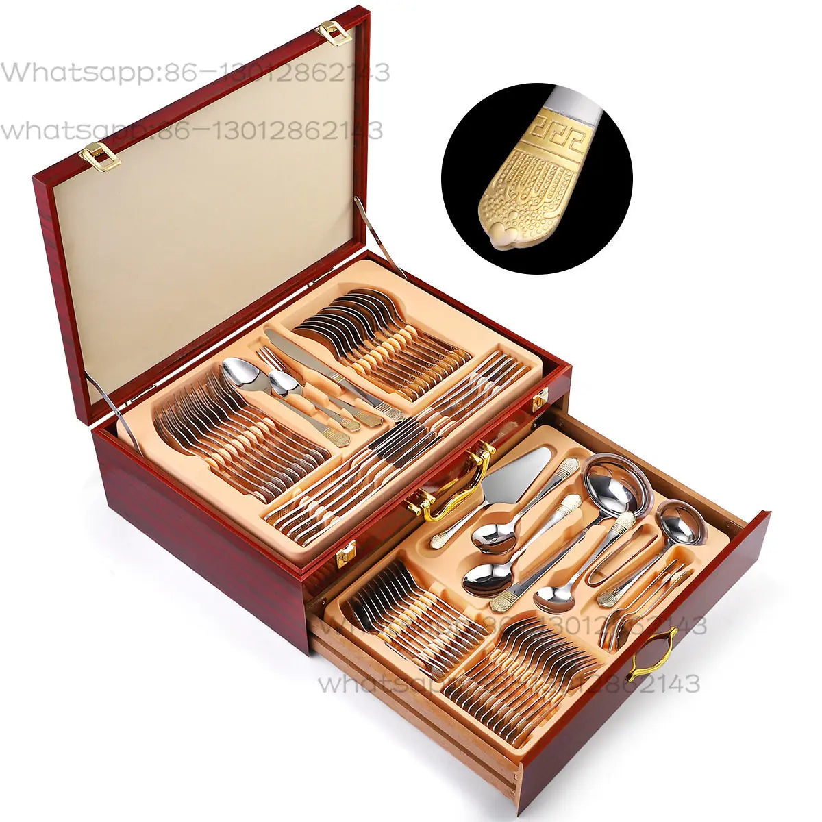 Tableware set 72-piece set 84-piece set gold-plated stainless steel knife, fork and spoon gift box