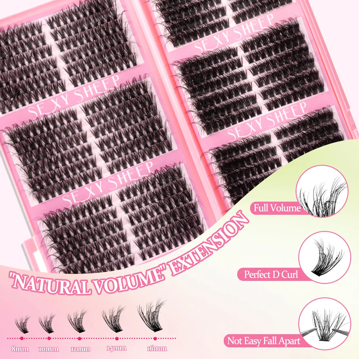 Lash Clusters Natural Manga Lash Extension Individuals Cluster Lashes 8-16mm DIY at home With Bond And Seal Remover Tweezer