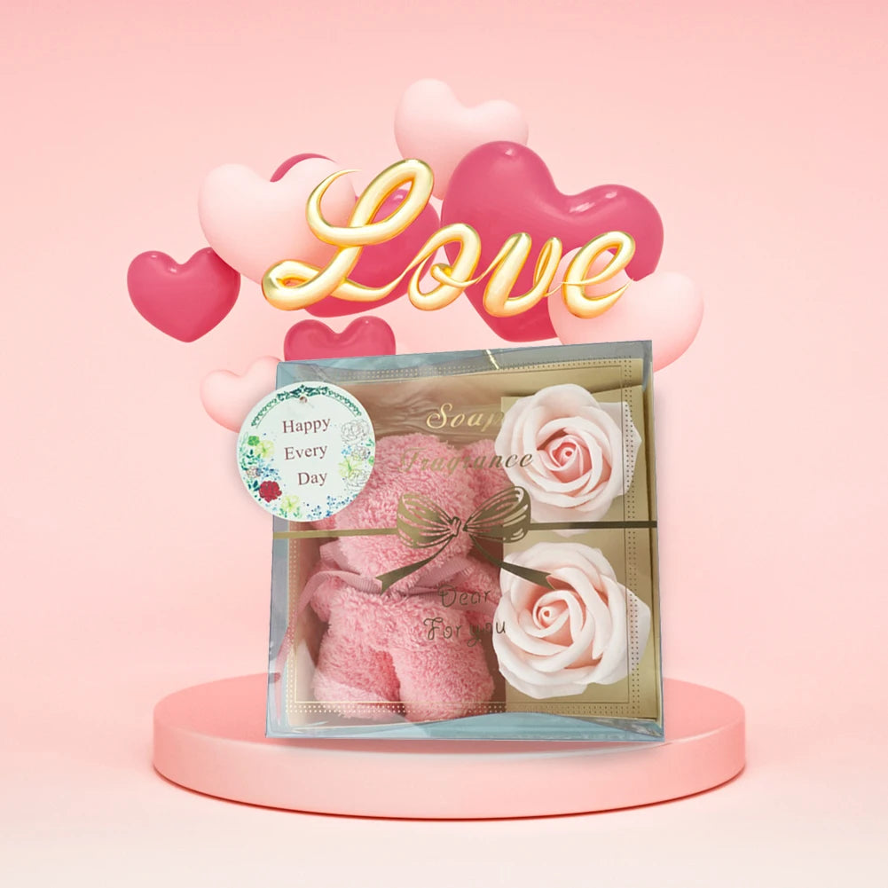 1 Set Soap Rose Flowers Bear Gift Box Xmas Birthday Valentine Wedding Gifts for Girlfriend Women Wife Mother's Day Present