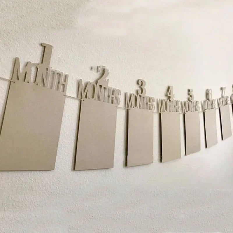 Birthday Baby One Year 12 Months Photo Banner Baby Boy Girl 1 Year Birthday Party Decor Photo Garlands Baby First Birthday Party