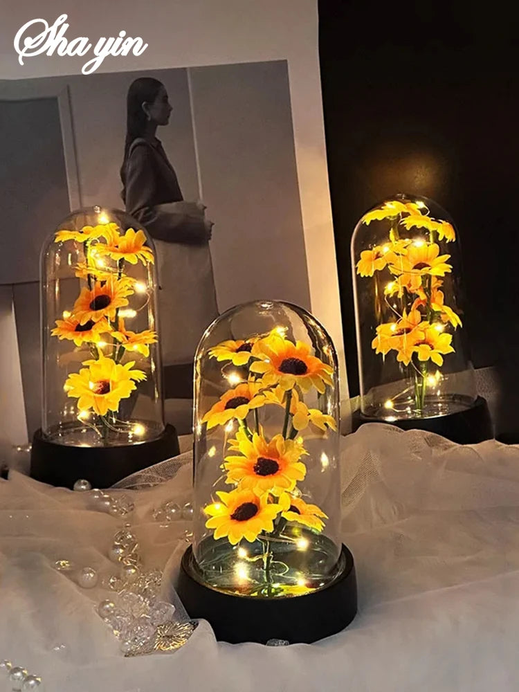 Graduation season gift small sunflower plastic set Mother's Day send wife send mother Valentine's Day eternal flower gift Birthd