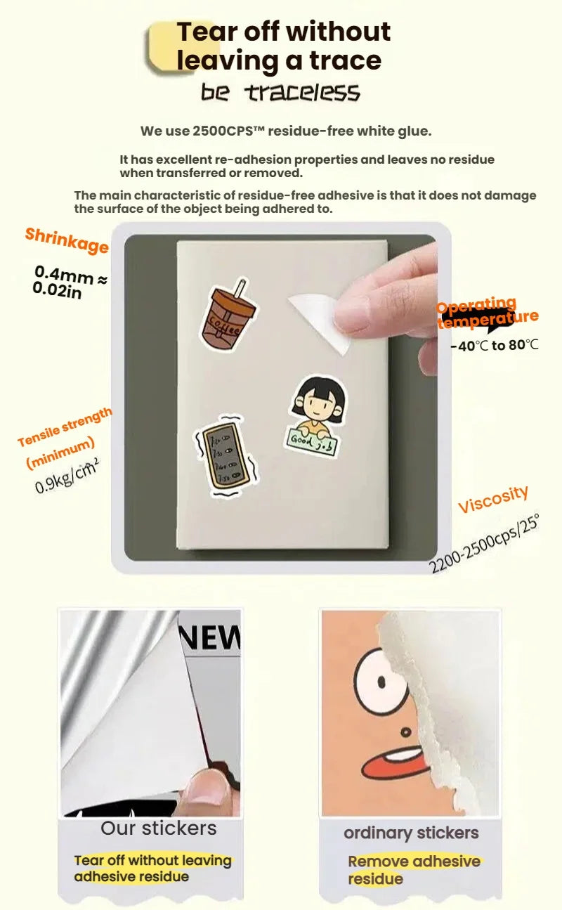 50 cartoon animal stickers, suitable for bedrooms, stationery, scrapbooks, laptops, refrigerators, suitcases, and mobile phones