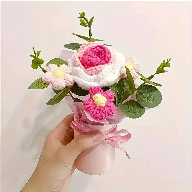 1set Vintage Knitting Handmade Artificial Floral Party Birthday Mother's Day Valentine's Day Weddings Graduation Gift