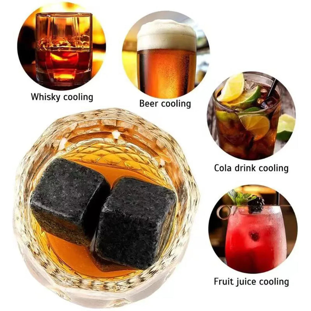 Whiskey Stones Gift Set,8 Whiskey Stones,2 Glasses,Ice Tongs,Reusable Whiskey Stones,Men's Gift Father's Day Gift,Bar Party Kit
