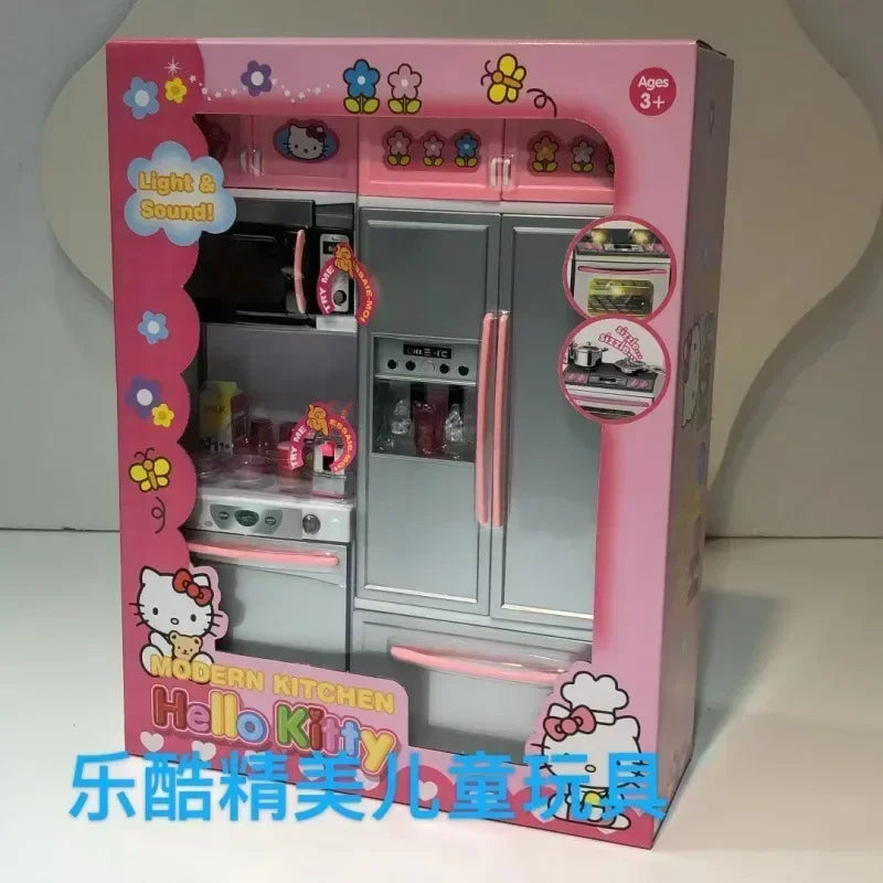 Hello Kitty Cat Girl Children's Simulation Mini Kitchen Can Be Cooking Toy Set  for Kids Christmas Gifts