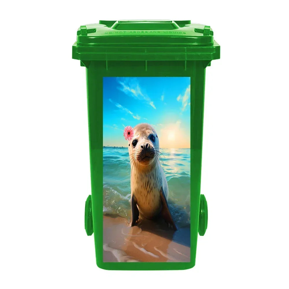 Cute Animal Outdoor Trash Can Decoration Self-adhesive Waterproof Stickers Litter Bins Renovation Cover Decal Garbage Bin Mural