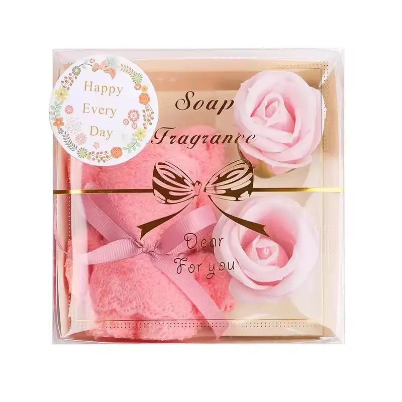 1Set Towel Bear Soap Flower Gift Box,Valentine's Day,Wedding,Mother's Day Christmas Gift Birthday Party Baby Shower Guest Favors