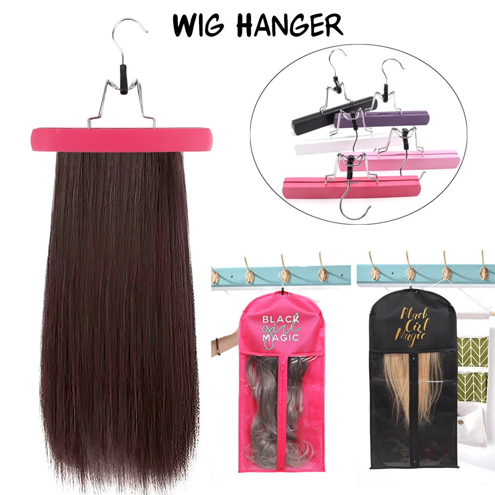 Wig Holder Wig Hanger For Multiple Wigs Hair Extensions Carrier Storage Wooden Hanger For Virgin Hair Weft & Clip Hair Extension