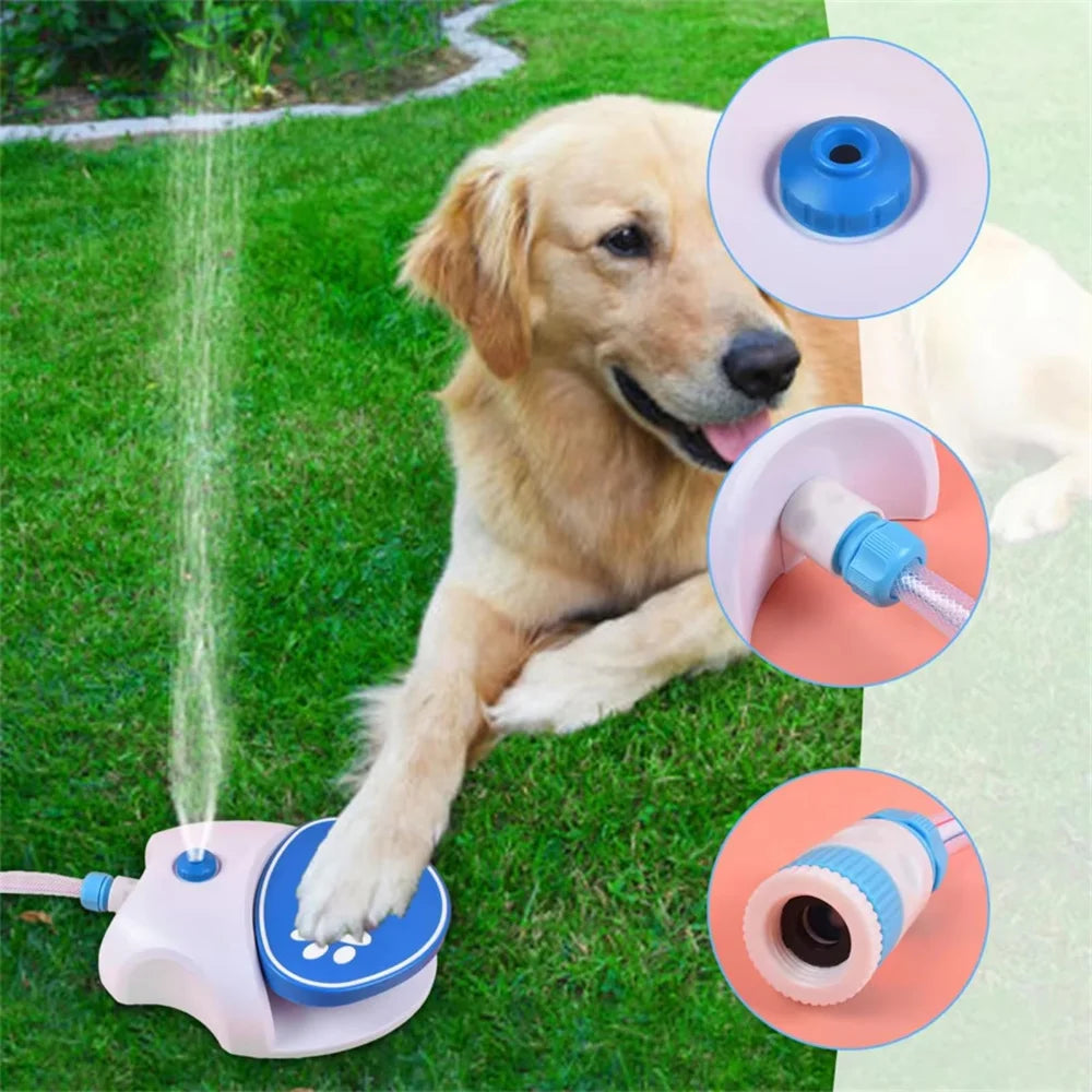 Dog Water Fountain Step Activated Outdoor Sprinkler Activated Water Feeder Large Pets Hydration with Water Hose