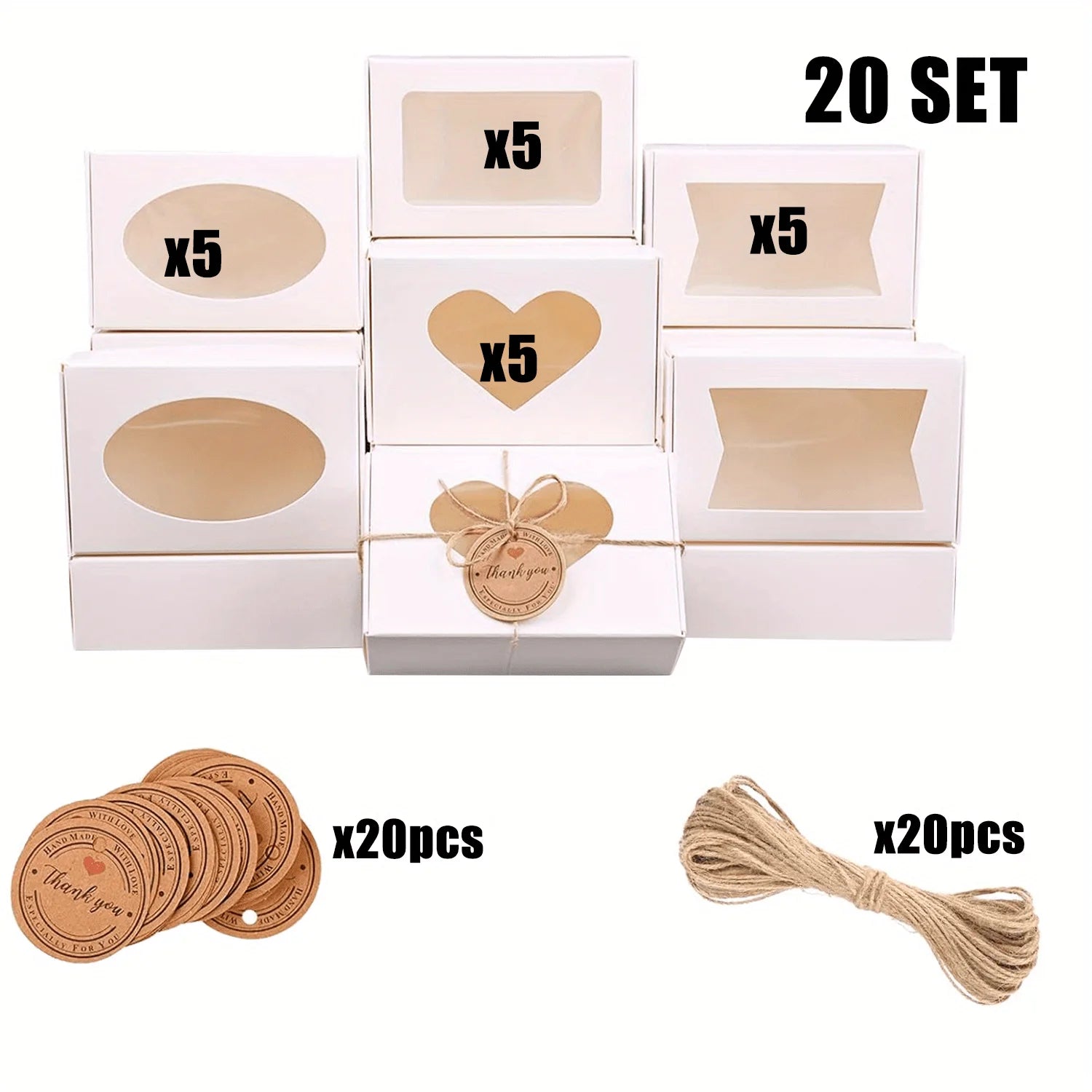 20set Soap Boxes with Thank You Gift Tags for Homemade Soap,Small Kraft Soap Box with 20pcs Gift Tag and 20pcs Jute Rope