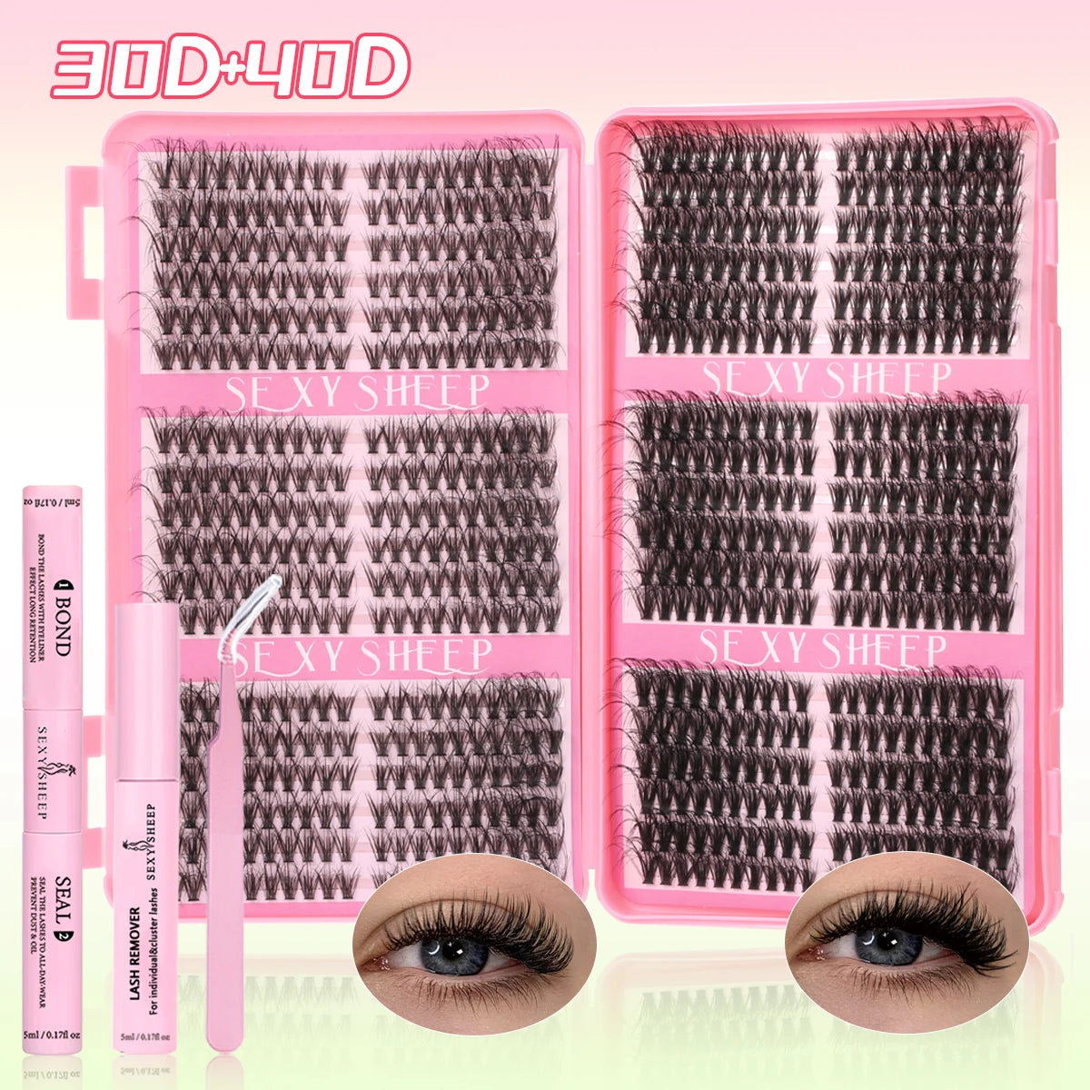 Lash Clusters Natural Manga Lash Extension Individuals Cluster Lashes 8-16mm DIY at home With Bond And Seal Remover Tweezer