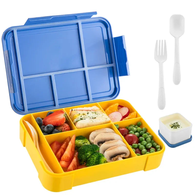 1PC Blue 1330ML Food Grade Sealed Bento Box for Children and Students, for Adults/Kids/Toddler with Tableware Sauce Lunch Box