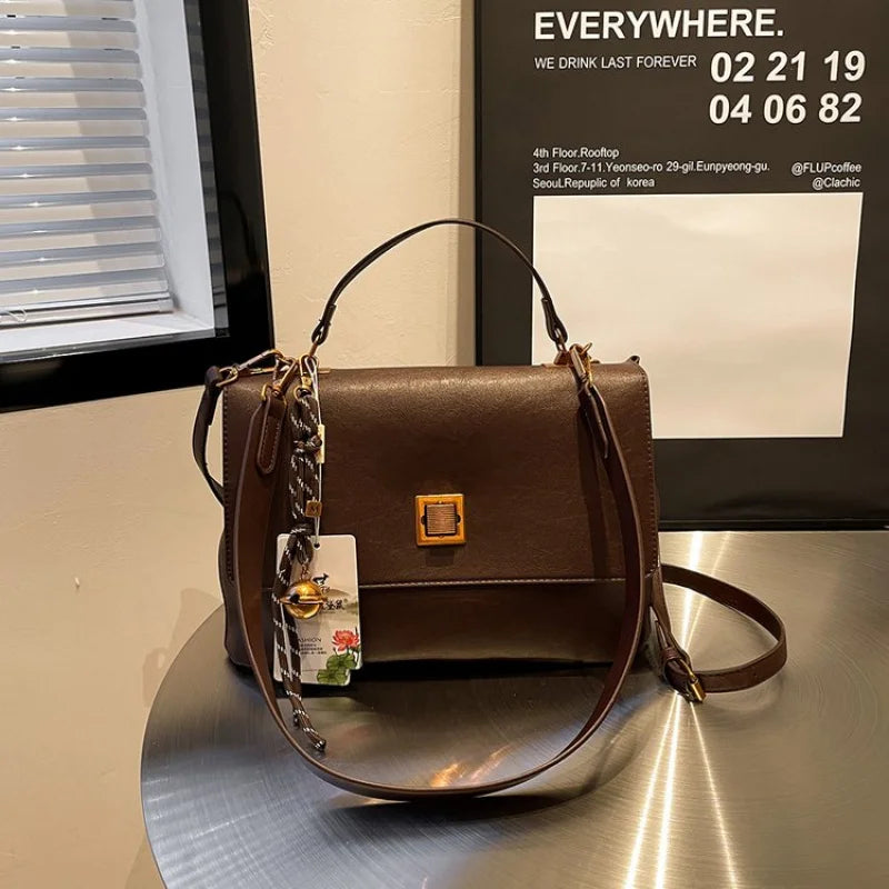 Elegant Crossbody Handbag Luxury Brand Leather Women's Bag Famous Designer Classic Paris Daily Vintage Commuter Bag