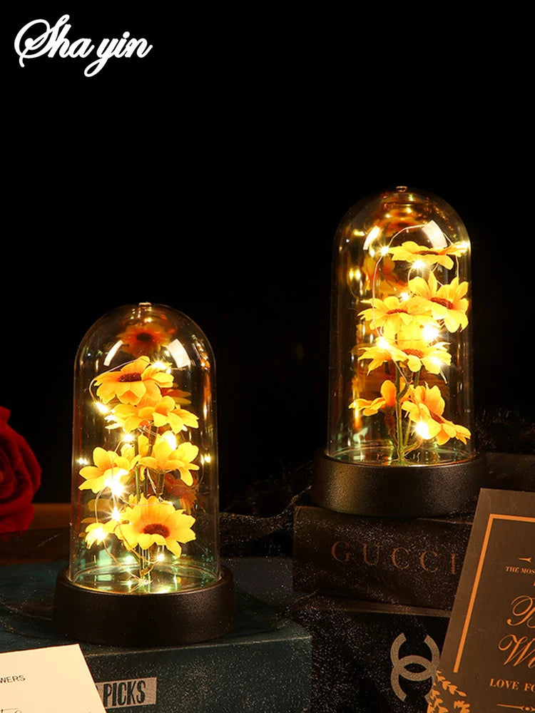 Graduation season gift small sunflower plastic set Mother's Day send wife send mother Valentine's Day eternal flower gift Birthd