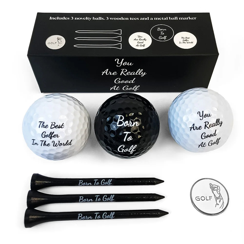 Funny Golf Gifts Set for Men Novelty Golf Gift Included 3 Golf Balls + 3 Golf Tees + 1 Ball Marker Perfect Golfer Gift