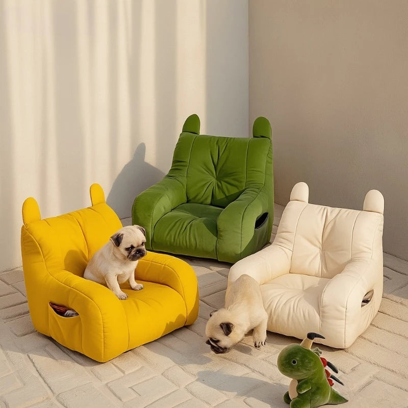 Cat Sofa Bed with Cartoon Design, Detachable Washable Pet Bed for Indoor Cats, Support Up To 2.72KG, Cozy Pet Furniture Gifts