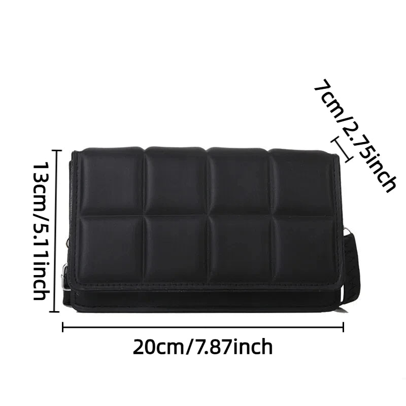 Trendy Classic Solid-Colour Minimalist Fashion Handbag Popular New Style Compact Square Bag PU Handheld Crossbody Shoulder Bag