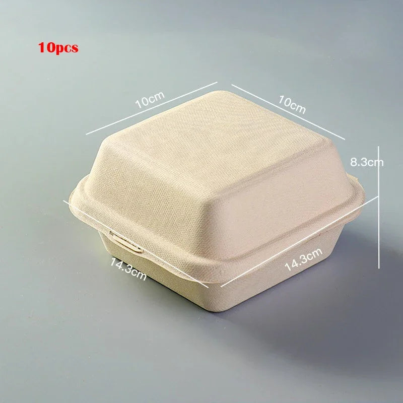 10/20pcs Disposable Bento Food Containers Biodegradable Baking Dessert Cake Bowl Burger Snack Boxes Microwavable Office Lunchbox