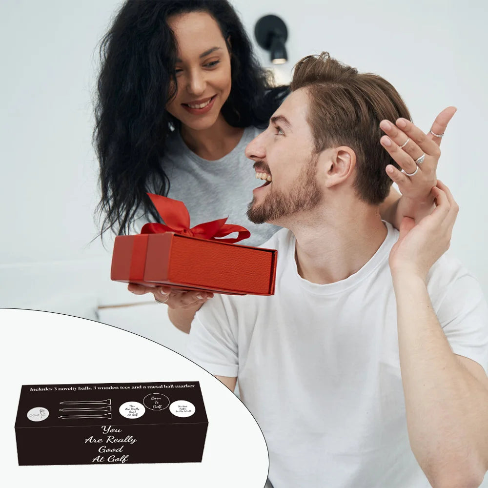 Funny Golf Gifts Set for Men Novelty Golf Gift Included 3 Golf Balls + 3 Golf Tees + 1 Ball Marker Perfect Golfer Gift