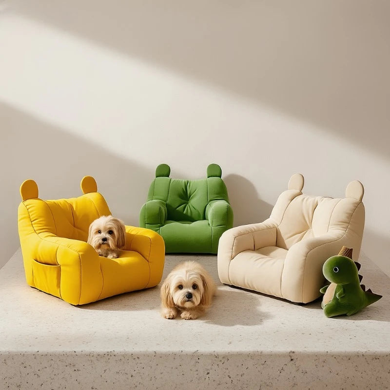 Cat Sofa Bed with Cartoon Design, Detachable Washable Pet Bed for Indoor Cats, Support Up To 2.72KG, Cozy Pet Furniture Gifts