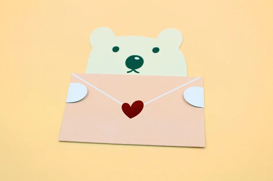 9pcs Cartoon Gifts Card Folded Envelope Greeting Card Cute Animals Holiday Wishes Postcards for Kids Birthday Baby Shower Decor