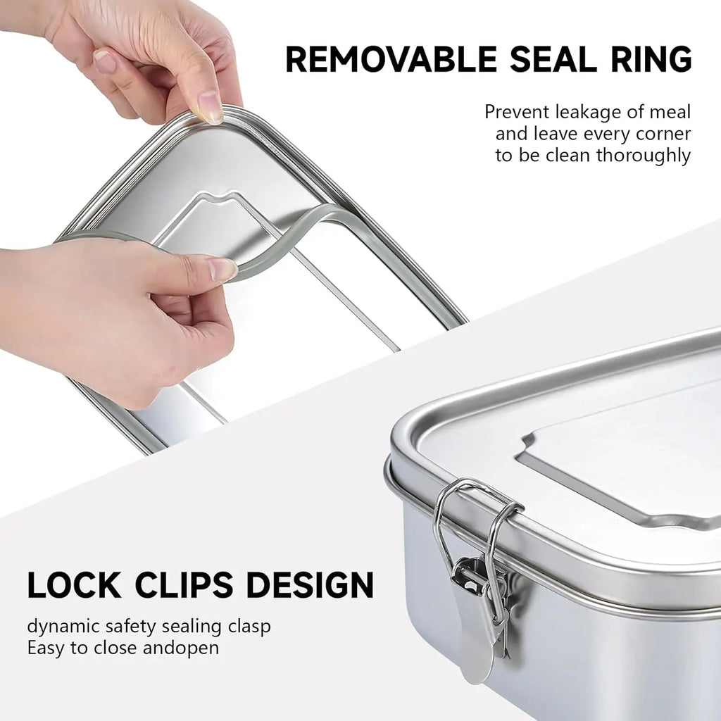 Bento Lunch Box adults, 304 Stainless Steel airtight lunchbox Food taper Meal Prep Containers,Packed lunch Bento Box BPA-free