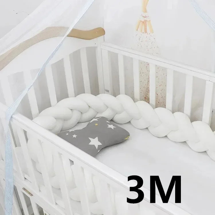 Baby Crib Protector Bed Braid Knot Cushion for Infant Kids 3 Shares Toddler Baby Bed Bumpers In The Crib Newborn 1M/2M/3M/4M