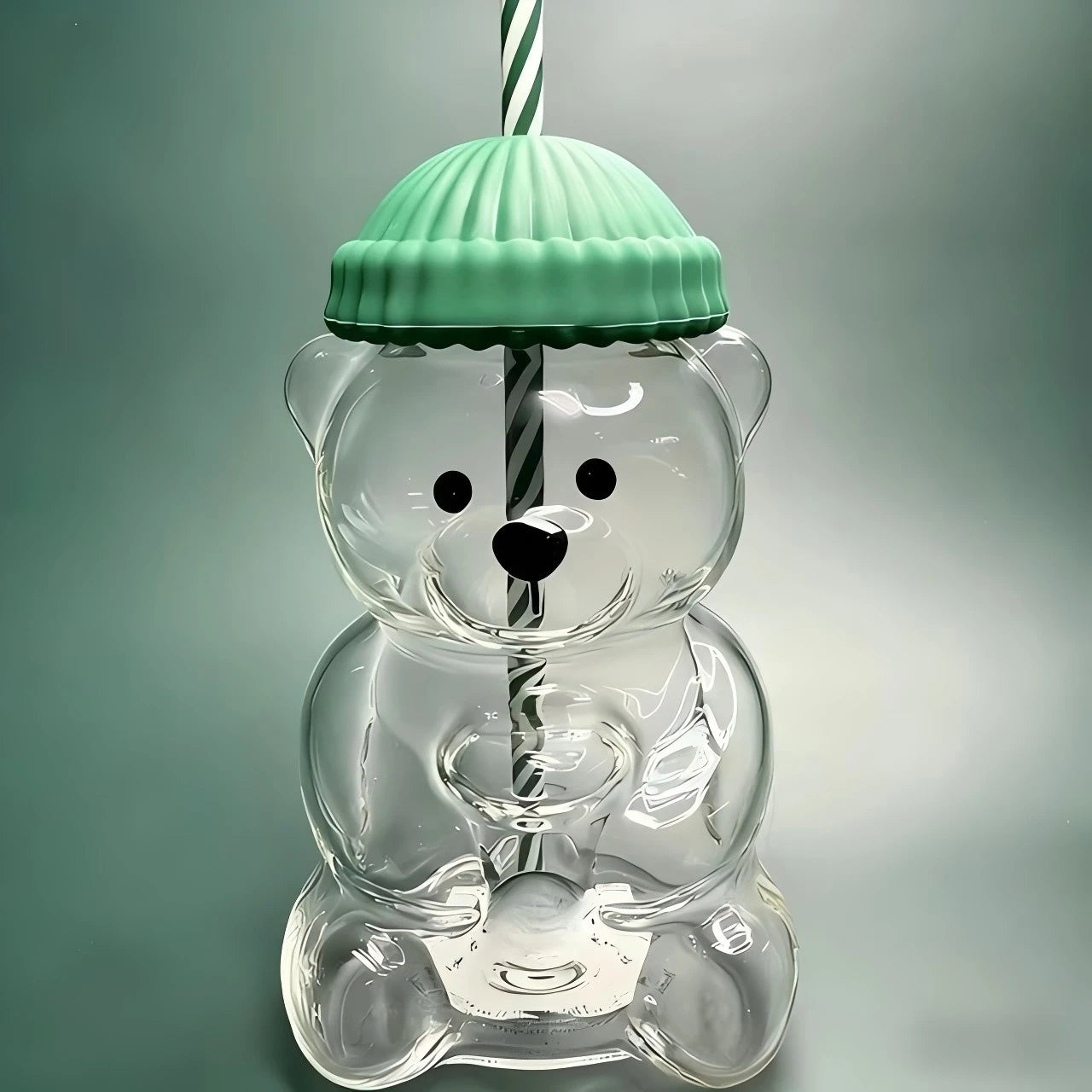 2026 Christmas Gift Bearista Glass Straw Cup Teddy Bear Cup Glass Straw Cup Holiday Men Women Gifts Cute Animal Water Cup