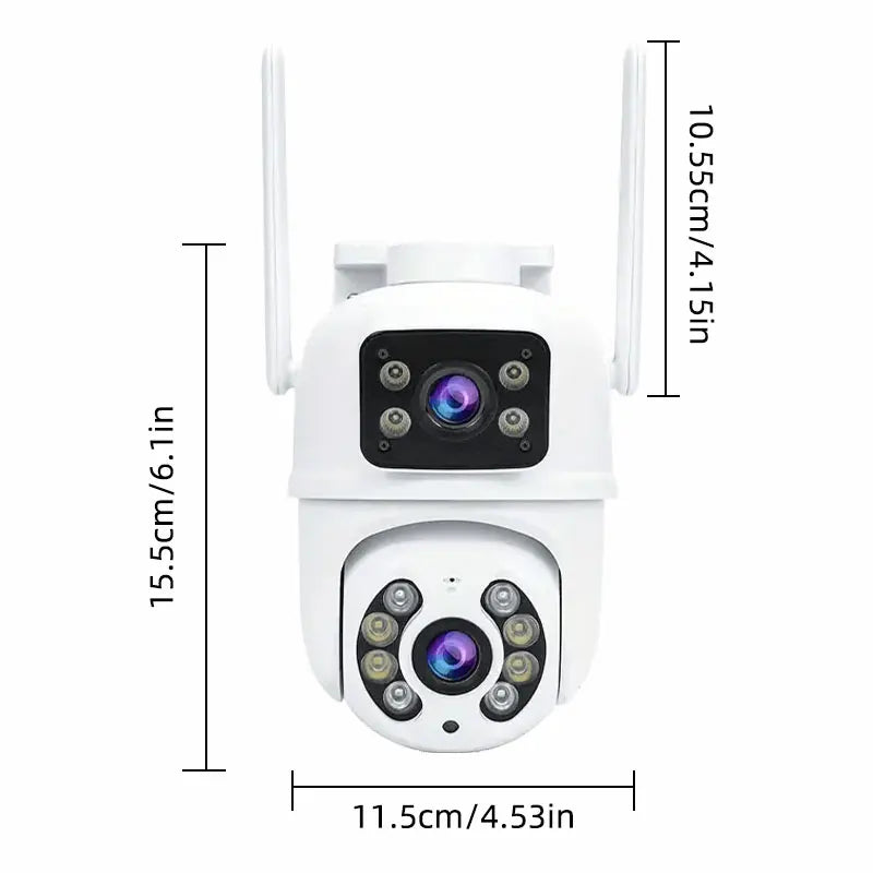 WiFi Security Camera 6MP HD PTZ IP68 Camera Outdoor Dual Lens Dual Screen Auto Tracking Two-Way Voice Audio Video Surveillance