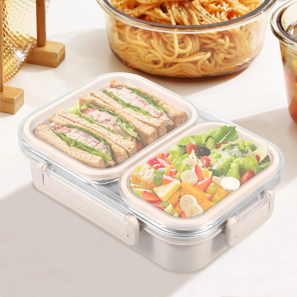 Bento Lunch Box Metal Food Box Kid Student High Capacity Microwae Food Storage Containers Portable Leakproof Office School Camp