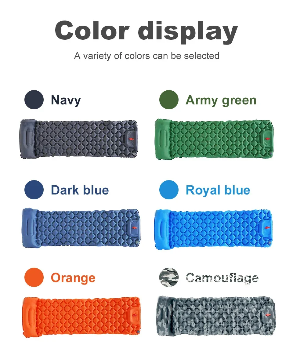 Camping Air Mattress with Built-in Pump - Ultralight Inflatable Sleeping Pad for Hiking Backpacking Travel Comfort