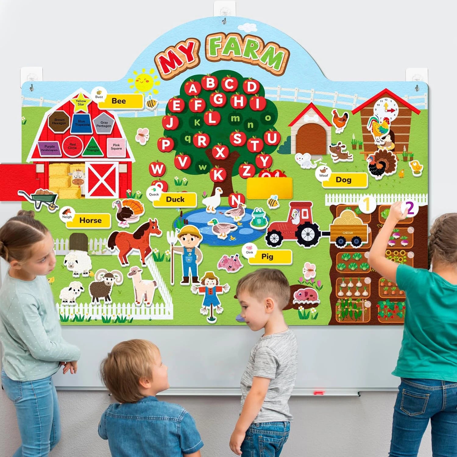 Farm Animals Felt Story Board Set Storytelling Early Learning Interactive Play Kit Wall Hanging Puzzle Toys for Toddlers Gifts