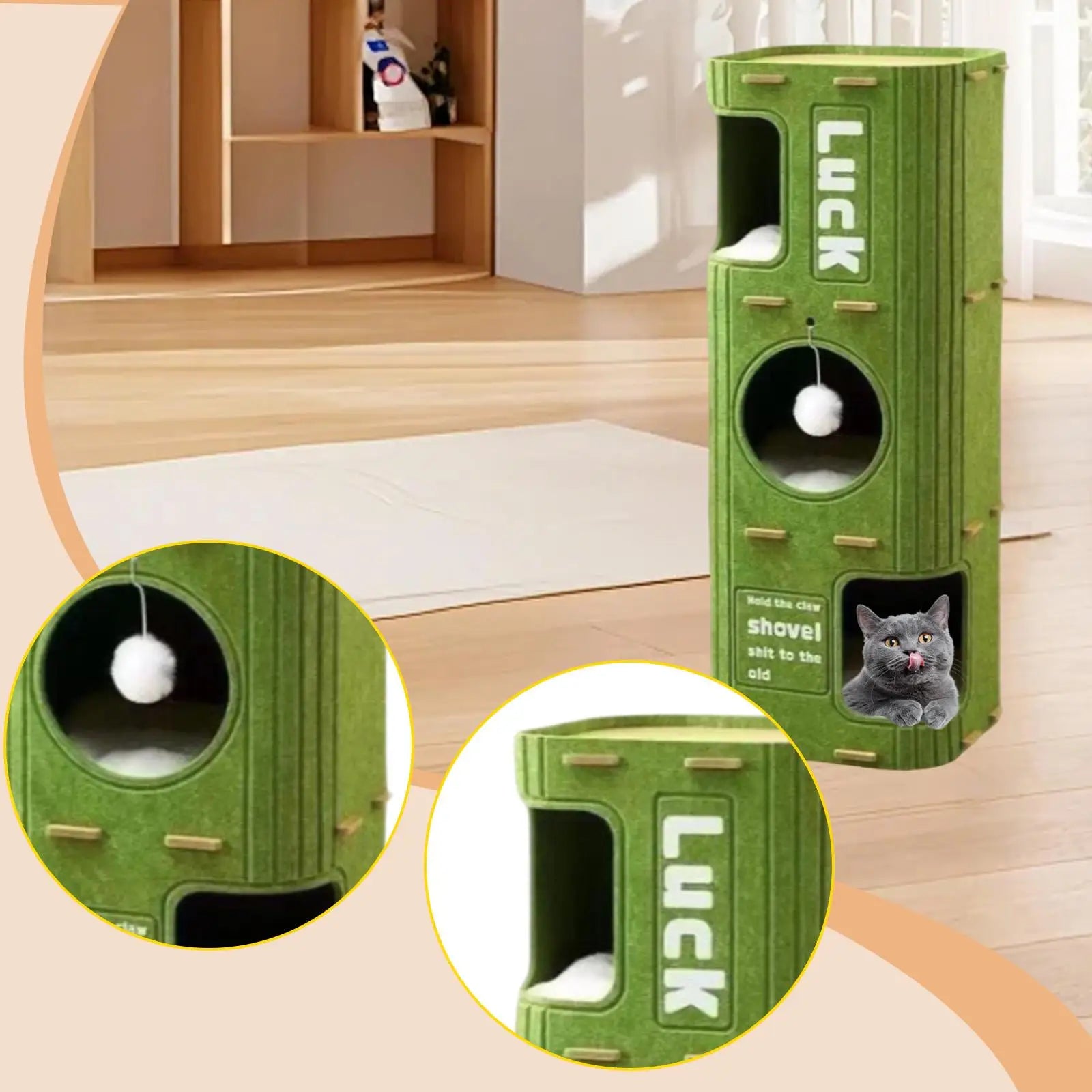 Felt Cat House Cat Tree Cute, Multipurpose, Playhouse for Indoor Cats Kittens, Play Rest Hide, Pet Supplies Hideaway