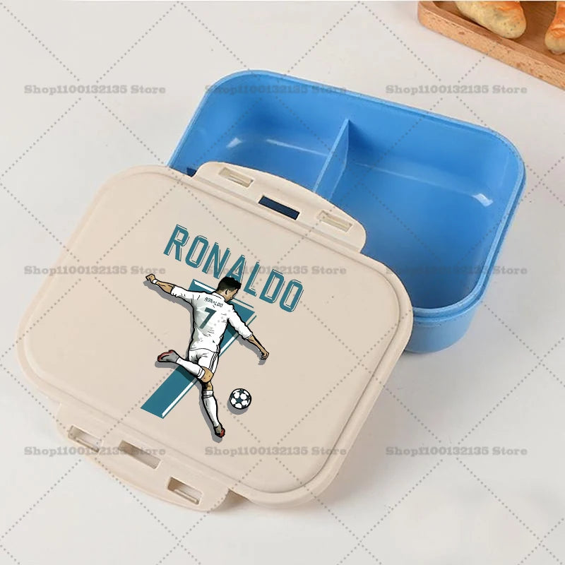 Football Star Ronaldos Bento Lunch Box Kawaii Portable Bento Boxs Student Hermetic Food Crisper Single Layer Capacity Kids Gift