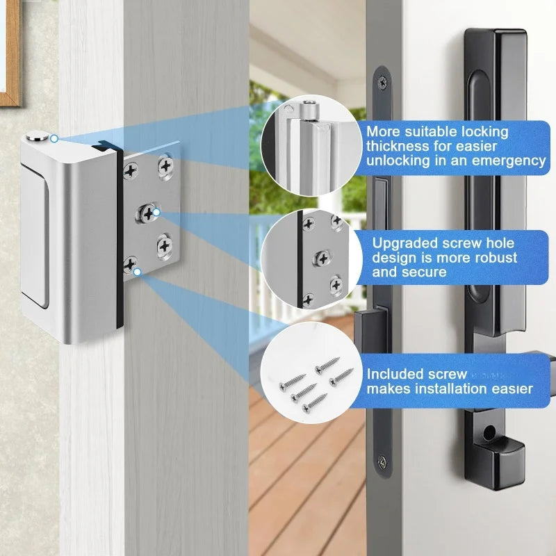 New Inward Home Security Door Reinforcement Lock,3 Inch Stop,Aluminum Alloy Anti-theft Door Locks Preventing Unauthorized Entry
