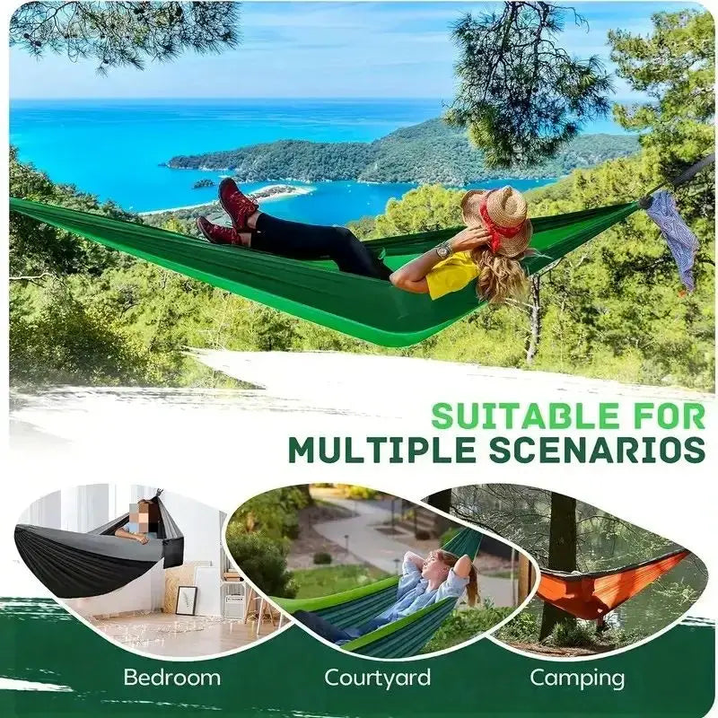 Outdoor Camping Hammock Portable Hammock Beach Backyard Courtyard Hiking Anti Rollover Double Hammock Outdoor Camping Equipment
