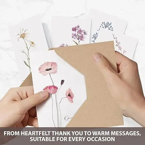 10 Pack Blank Greet Cards, Beautiful Watercolor Wildflower Blank Note Cards, Perfect Stationary Set For All Occasions