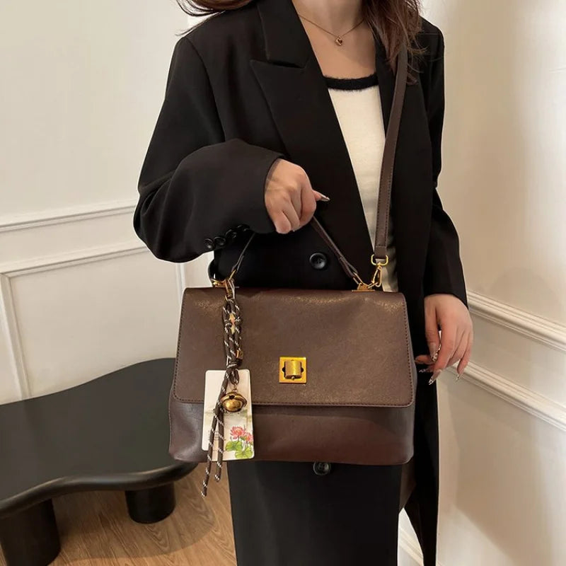 Elegant Crossbody Handbag Luxury Brand Leather Women's Bag Famous Designer Classic Paris Daily Vintage Commuter Bag