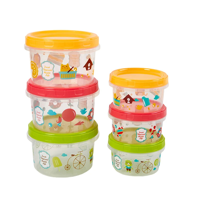 1Pcs 250/500ml Bento Box Children Plastic Cartoon Cute Lunch Box Outdoor Food Storage Container Kids Student Lunch Box Utensils