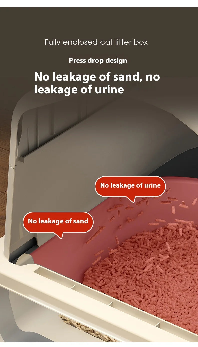 Cat Litter Box, Fully Enclosed, Odorless and Deodorizing, Extra Large Size for External Splashing in Cat Toilets, Cat Litter Box