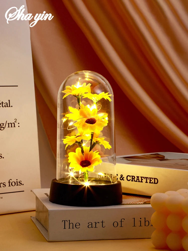 Graduation season gift small sunflower plastic set Mother's Day send wife send mother Valentine's Day eternal flower gift Birthd