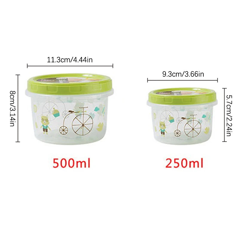 1Pcs 250/500ml Bento Box Children Plastic Cartoon Cute Lunch Box Outdoor Food Storage Container Kids Student Lunch Box Utensils