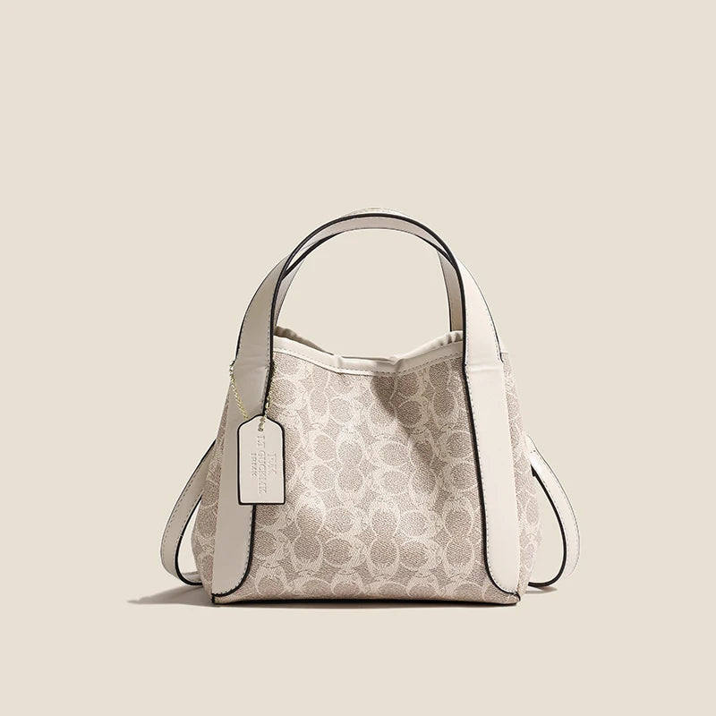 Fashion Elegant Paris Inspired Tote Bag - Minimalist Solid Color Designer Handbag with Premium Leather and Letter Logo Detailing