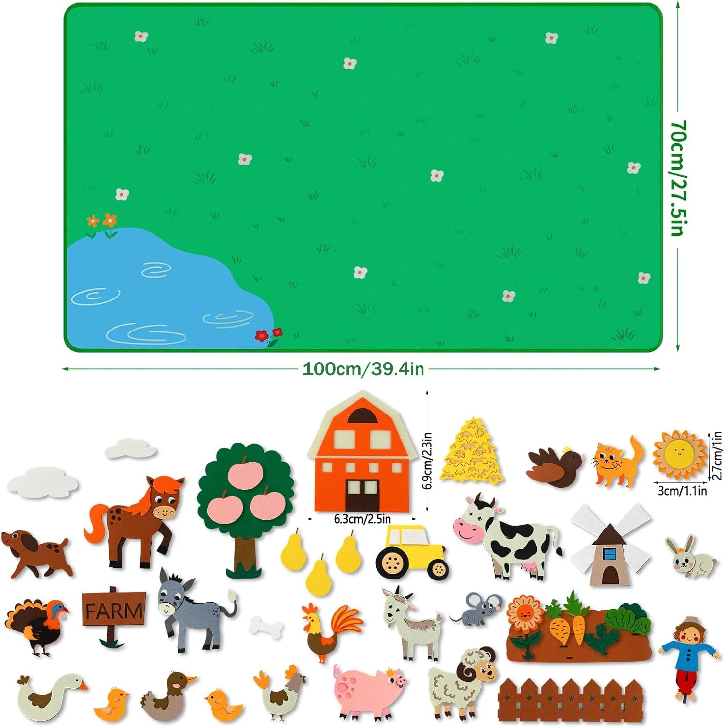 Farm Animals Felt Story Board Set Storytelling Early Learning Interactive Play Kit Wall Hanging Puzzle Toys for Toddlers Gifts