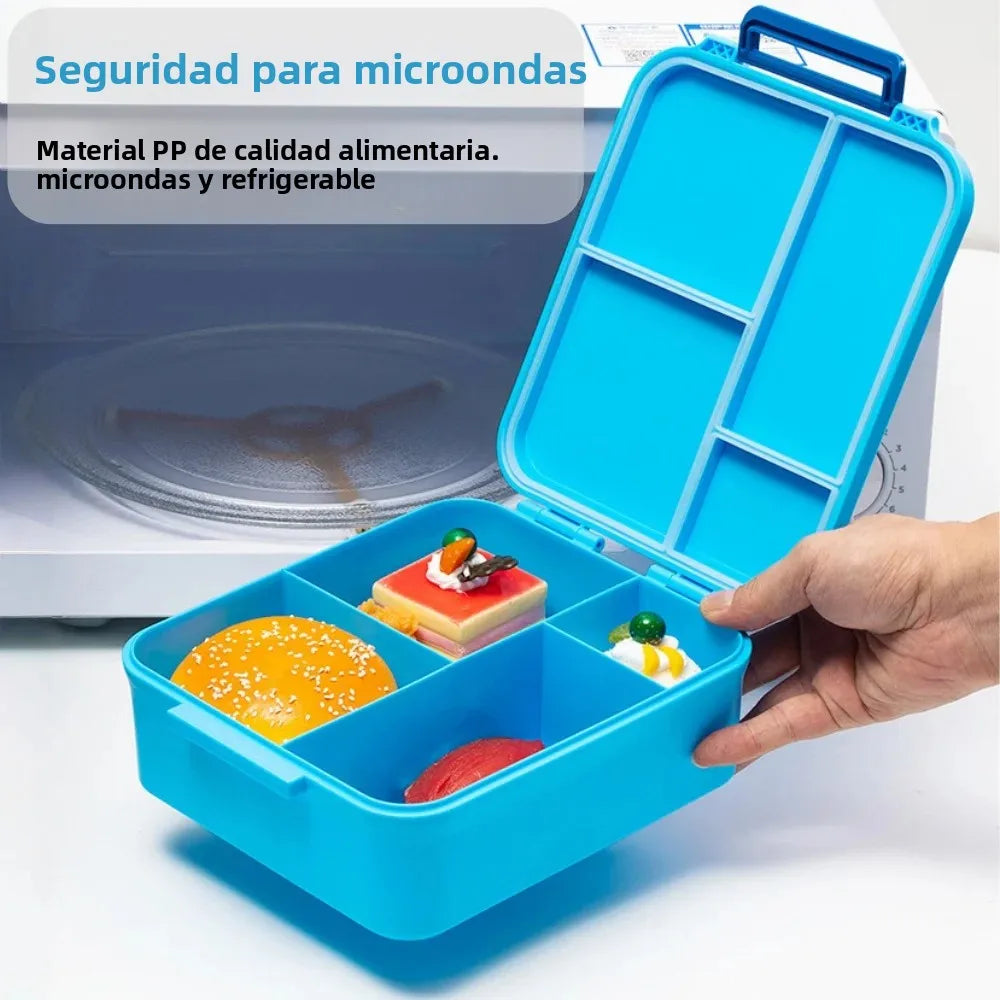 Bento Lunch Box with soup Thermo Jar, Leakproof 4 Compartment Lunch Food Containers, Thermo Insulated Hot Food Jar for School