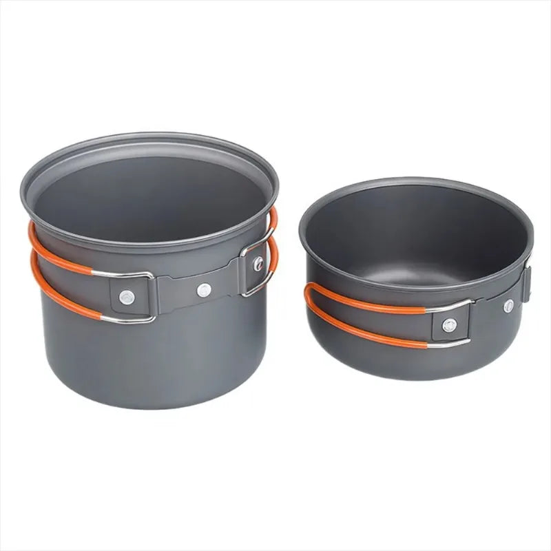 Outdoor Gray Durable Camping Pot Outdoor Cooking Gear Portable Cookware Hard Anodized Aluminum Ultralight Cookware Set