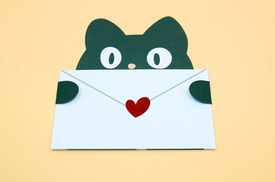 9pcs Cartoon Gifts Card Folded Envelope Greeting Card Cute Animals Holiday Wishes Postcards for Kids Birthday Baby Shower Decor