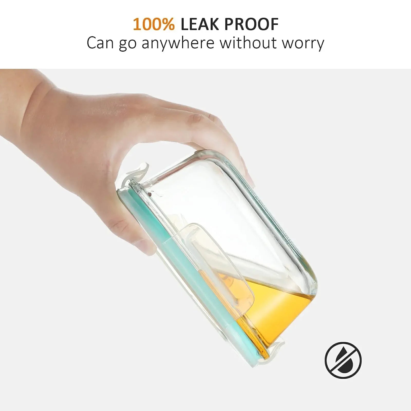 Glass Bento Lunch Box，Kitchen Organizers Food Taper Storage Side Dish Meal Prep Airtight Containers Food Preservation Box Tuppe