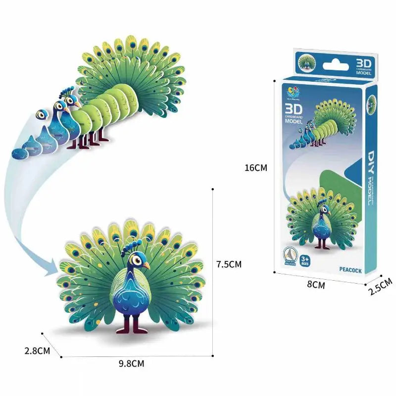 1 Set Kids Educational Montessori Toys Funny DIY Manual Assembly Three-dimensional Model Animal 3D Paper Puzzle Toy