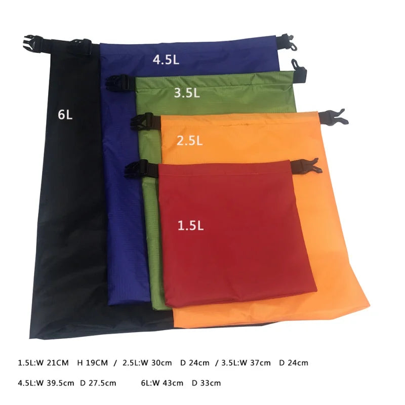 5pcs Waterproof Dry Bag Outdoor Beach Buckled Storage Sack Travel Drifting Swimming Snorkeling Bags Accessories